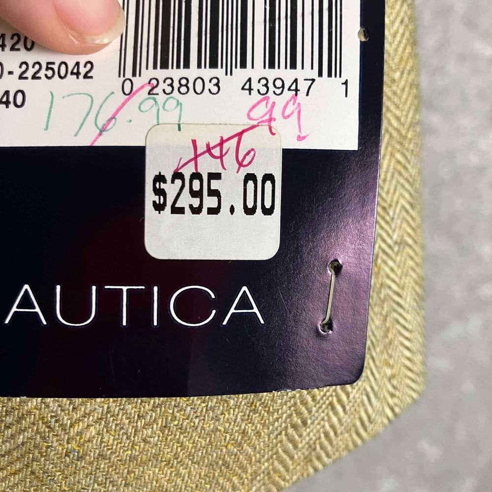 Nautica Mens 46L Silk Blazer Tan Herringbone 3 Button Sport Coat N420 NWT - Picture 5 of 14